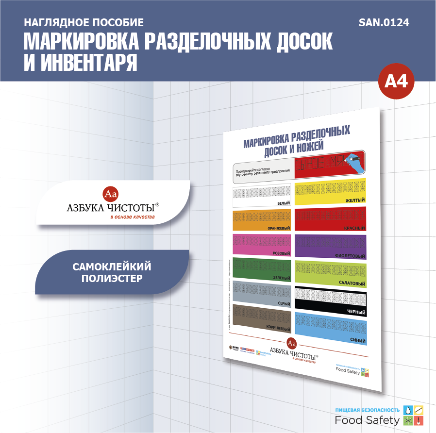 Пособие наглядное А4 №124 МАРКИРОВКА РАЗДЕЛОЧНЫХ ДОСОК И ИНВЕНТАРЯ