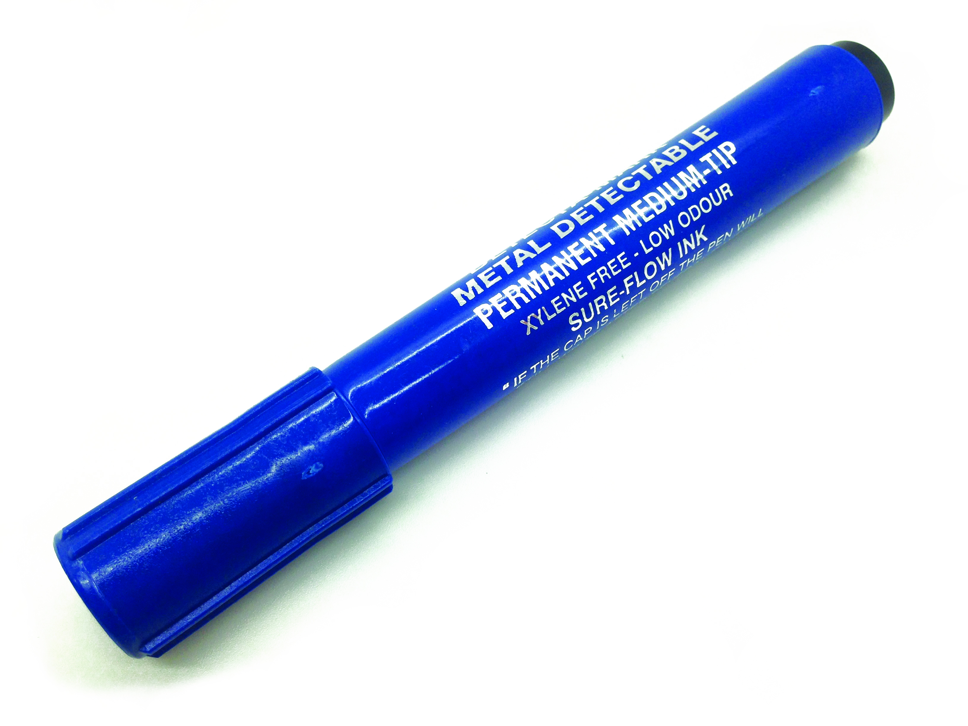 Маркер металлодетектируемый BST перманентный с колпачком, синий корпус, черные чернила BT