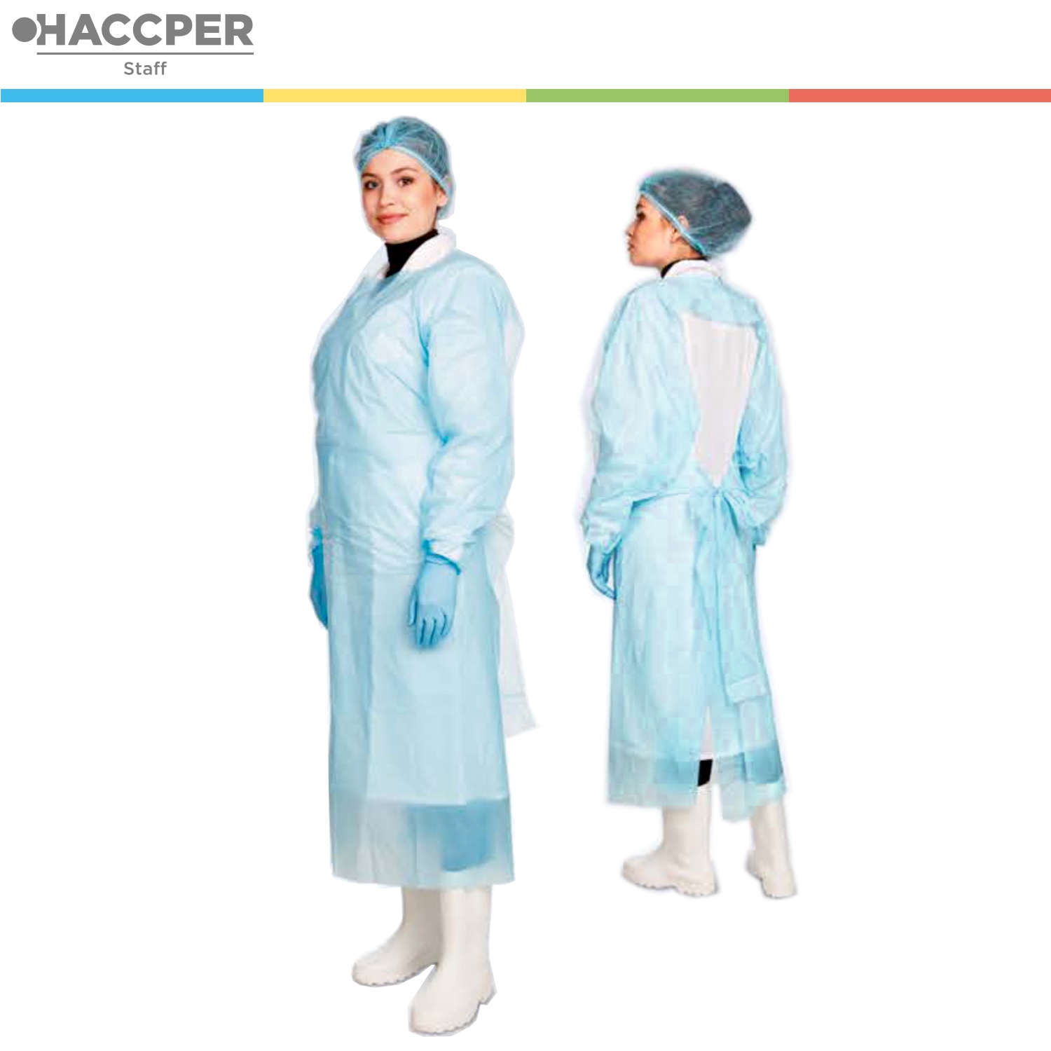 Фартук HACCPER Polytex с рукавами одноразовый в пластах, 20 мкм, синий, 200 шт/кор