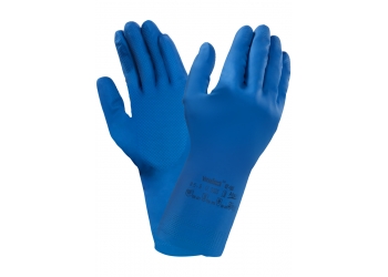 Перчатки Ansell Versatouch латексные с х/б напылением синие 305 мм, (8,5-9)