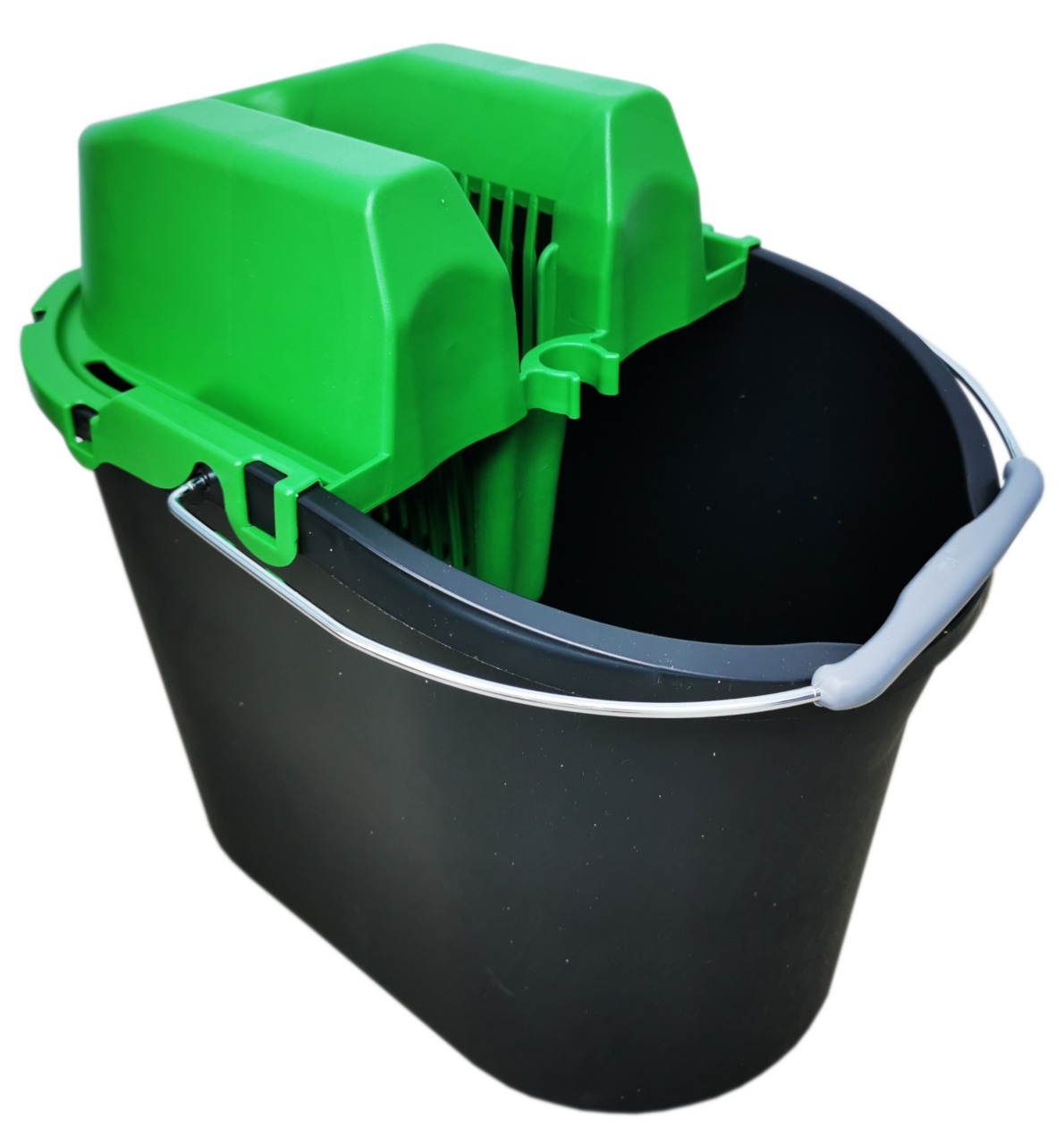Уборочный комплект РосМоп для ручной мойки пола, ведро+бесконтактный отжим +флаундер, зеленый