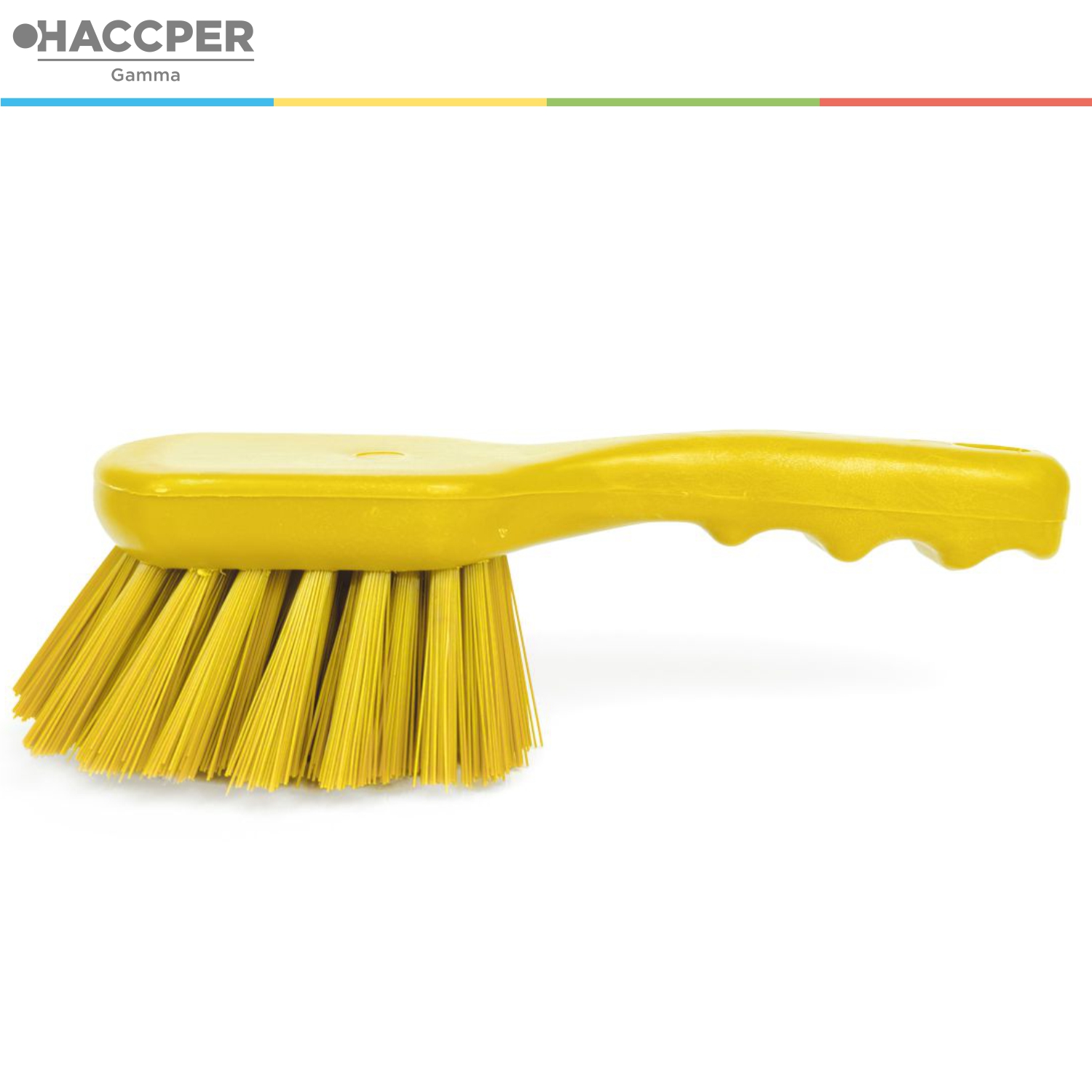 Щетка HACCPER с короткой ручкой для мытья и оттирки, жесткая, желтая