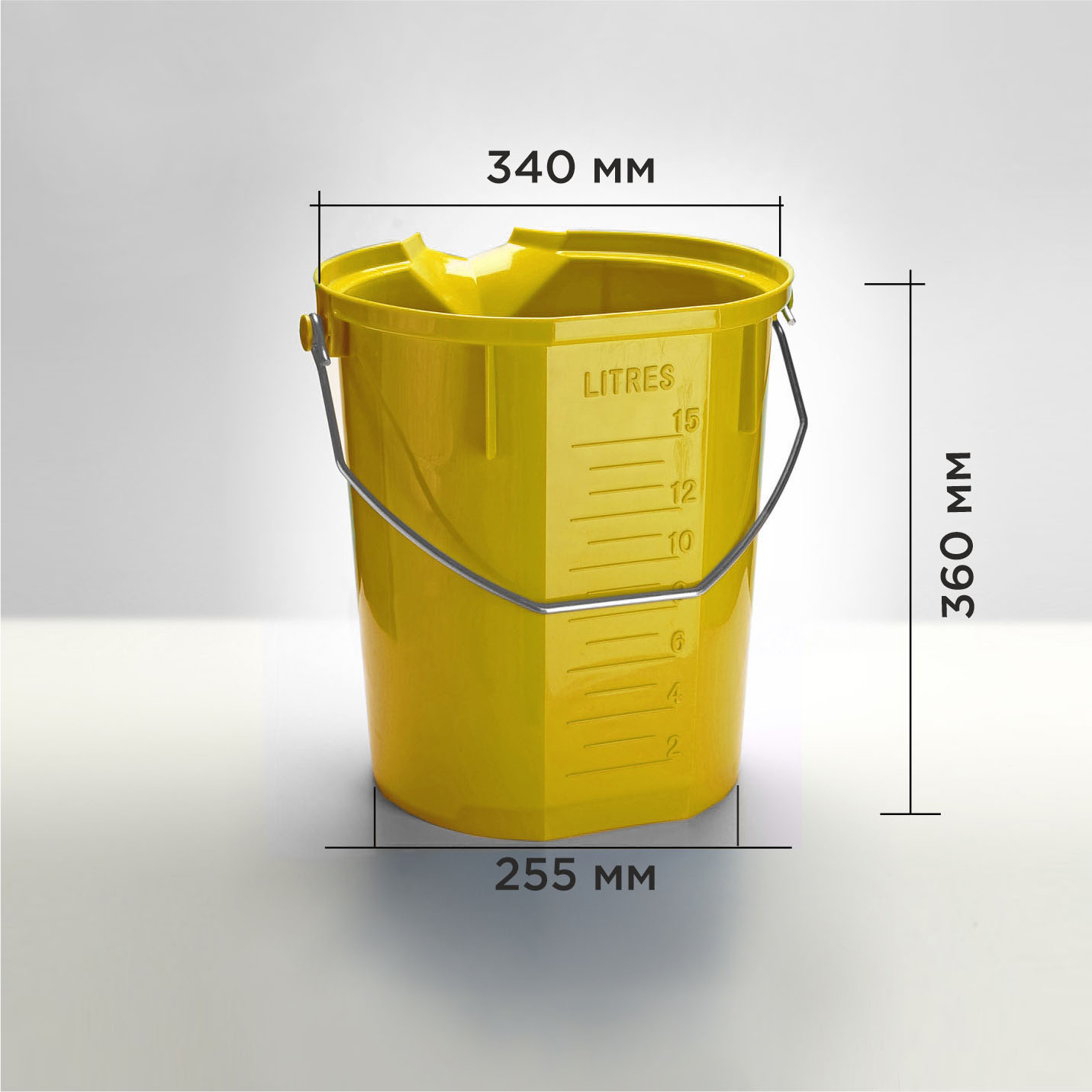 Ведро пищевое HACCPER с носиком и мерной шкалой, 15л, желтое