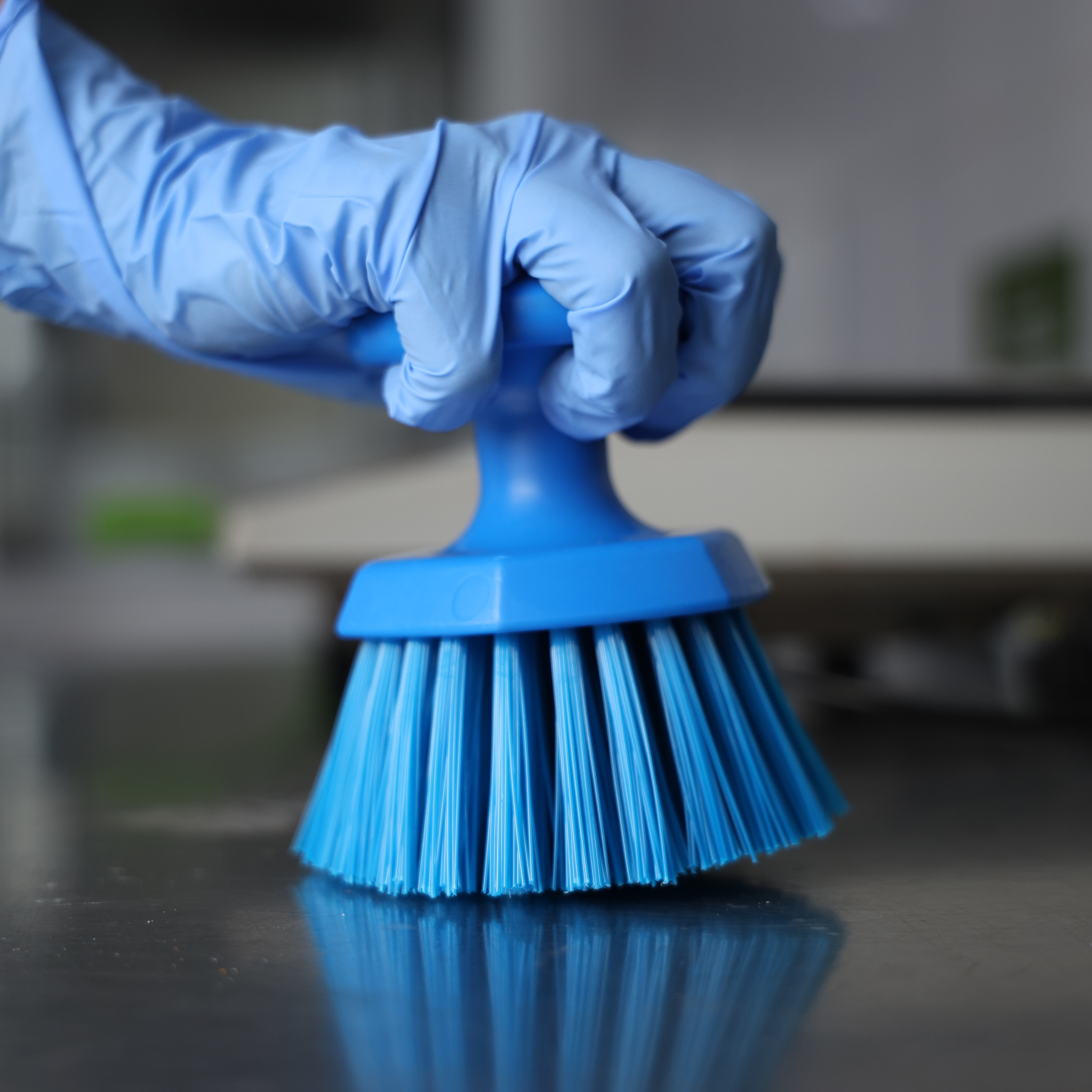 Щетка HACCPER ручная круглая, средней жесткости, синяя