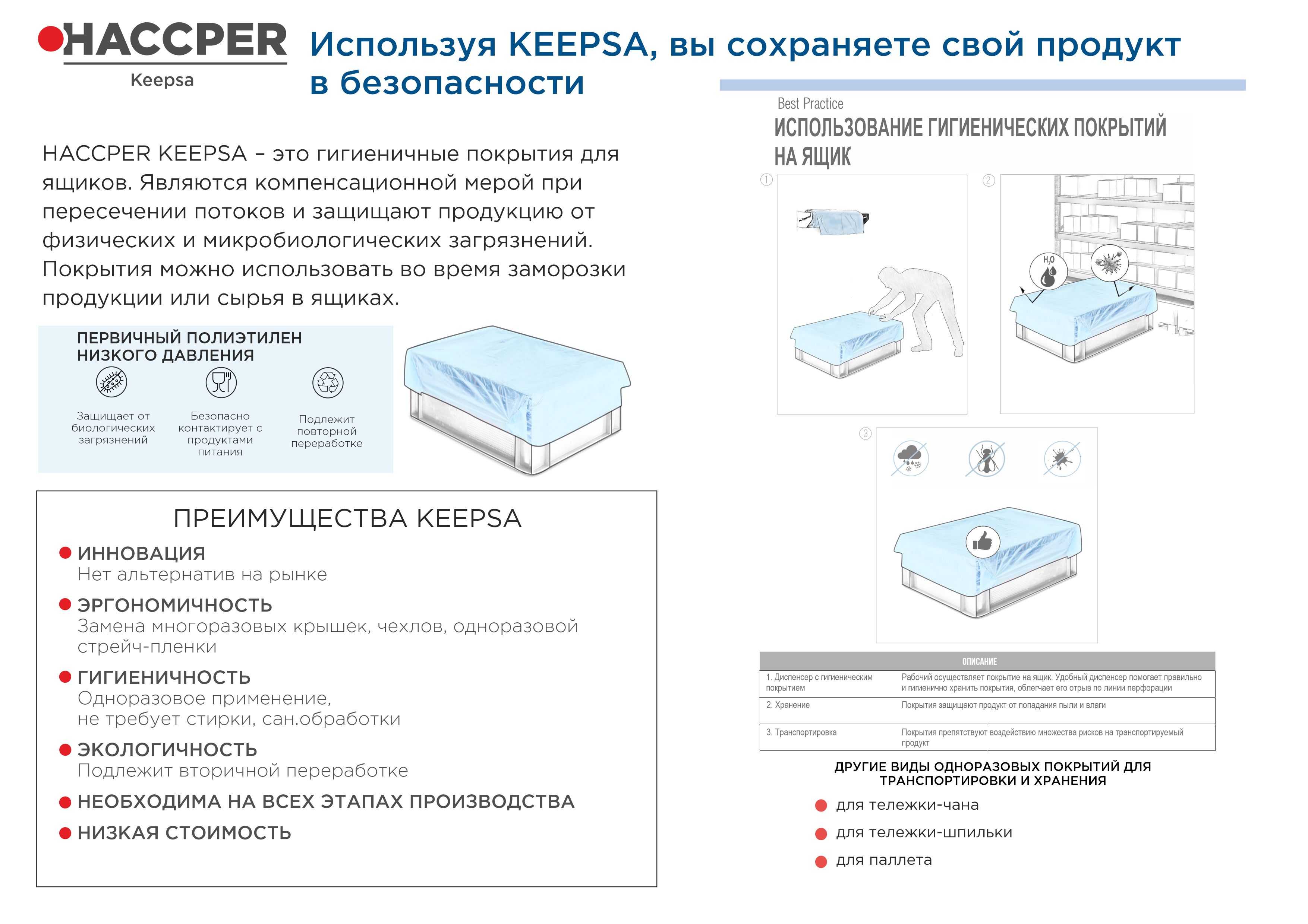 Покрытие HACCPER Keepsa для тележки-чана и ящика 600x400 мм, 15 мкм, 1000шт/кор