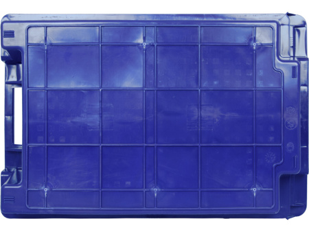 Ящик пищевой, 600x400x200 мм, конусный с перфорацией, дно сплошное, синий