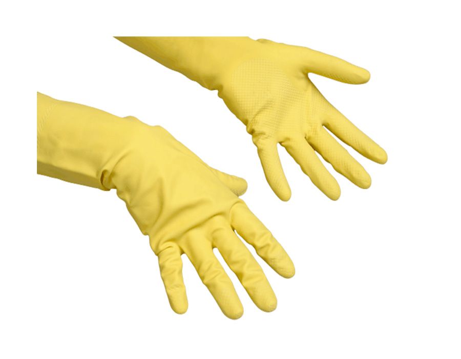 Перчатки латексные Vileda Контракт, размер M, желтые
