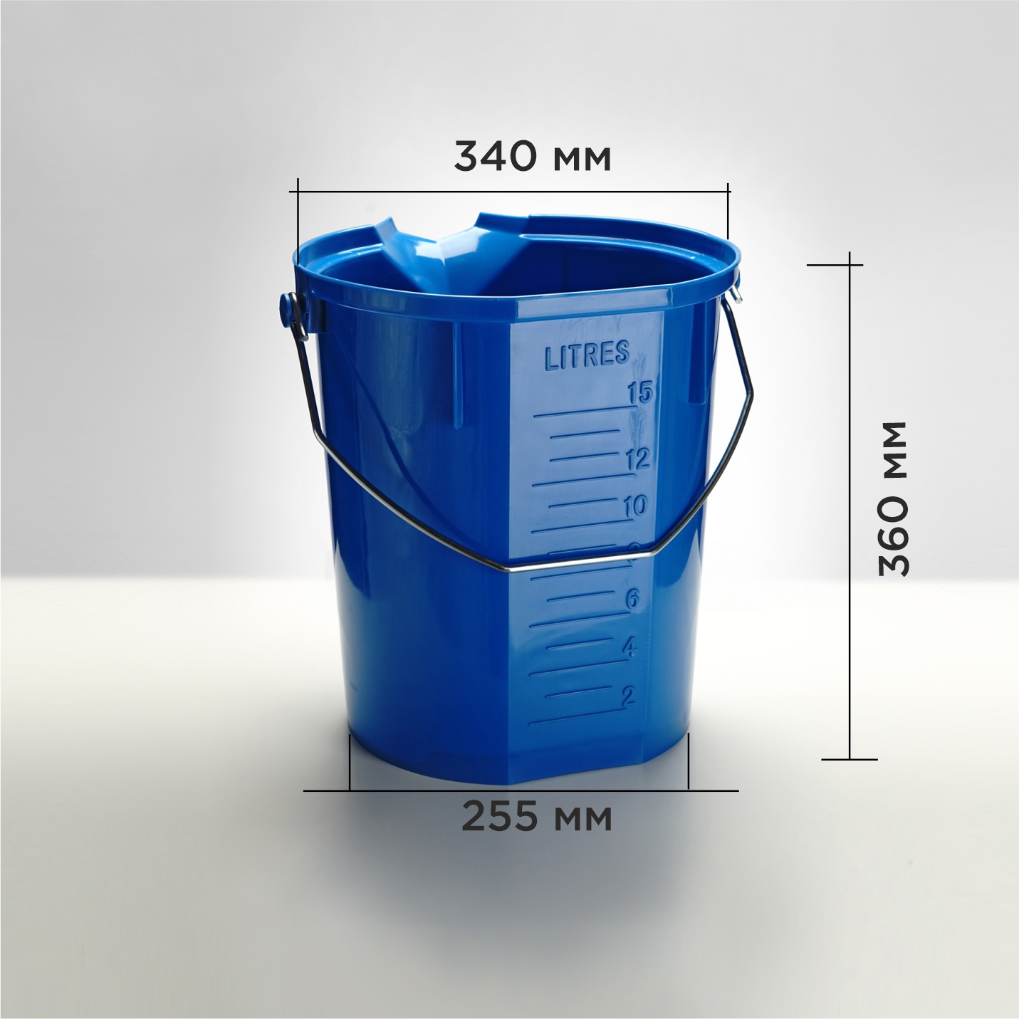 Ведро пищевое HACCPER с носиком и мерной шкалой, 15л, синее
