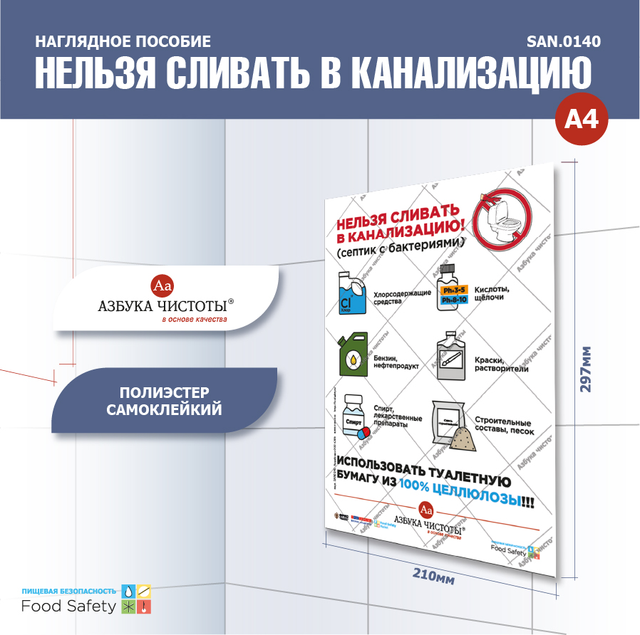 Пособие наглядное А4 №140 Нельзя сливать в канализацию