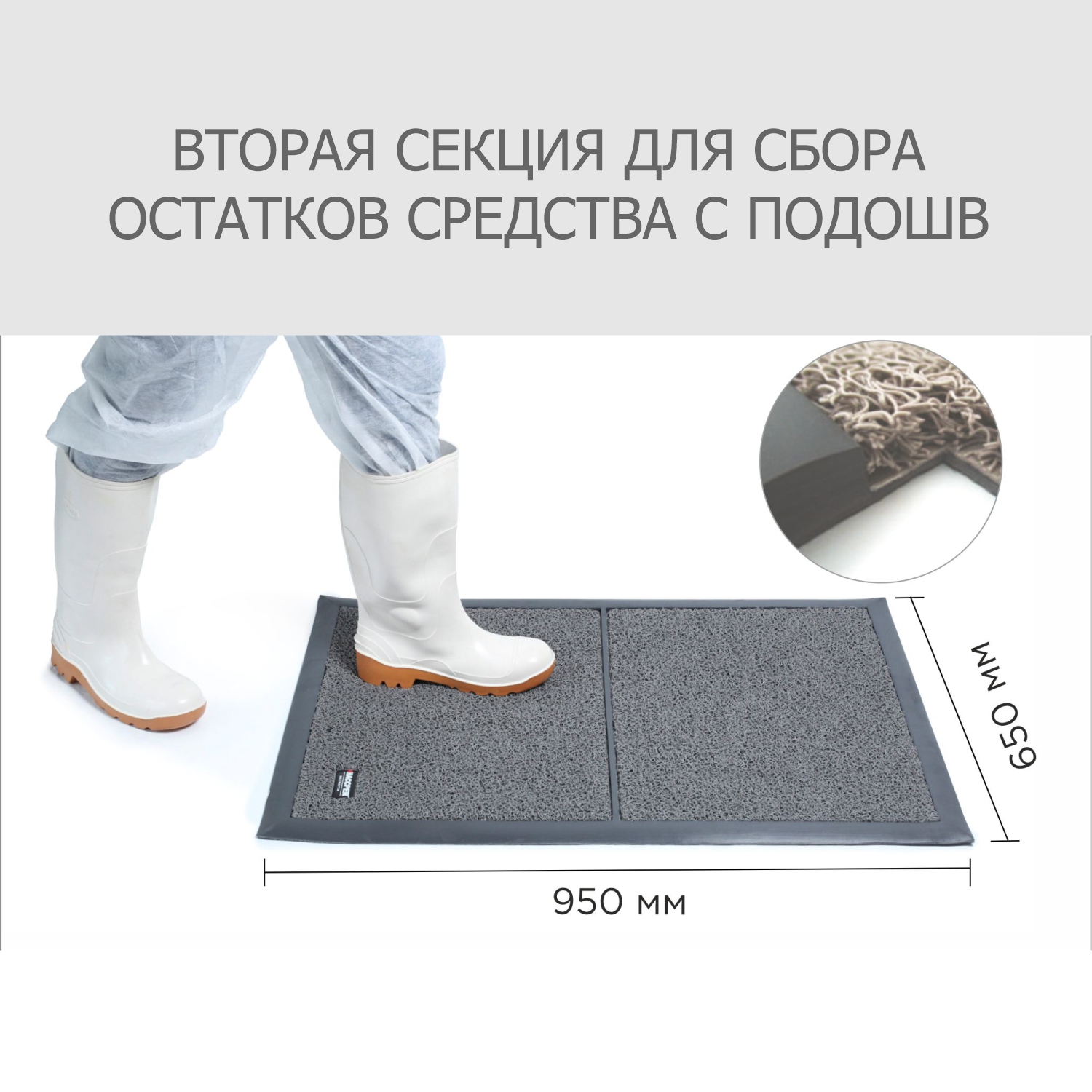 Мат дезинфекционный HACCPER Dezmatta 950х650, серый