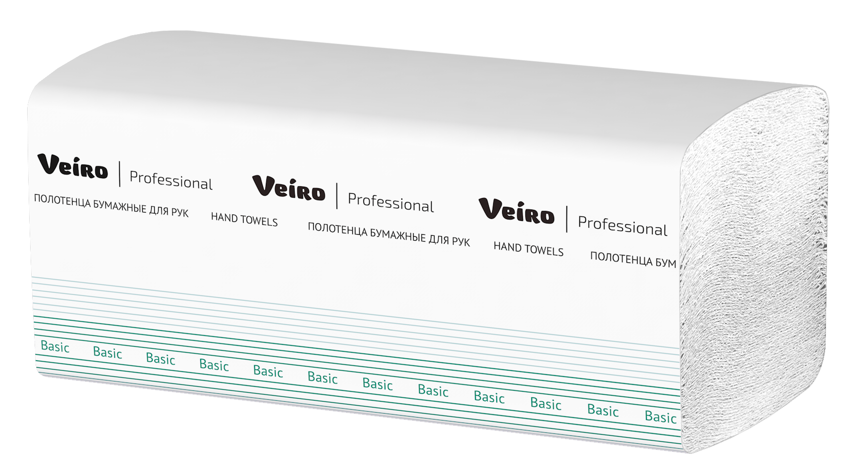 Полотенца Veiro Professional Basic листовые V-сложения белые, 250 л, 1 слой, 15шт/упак