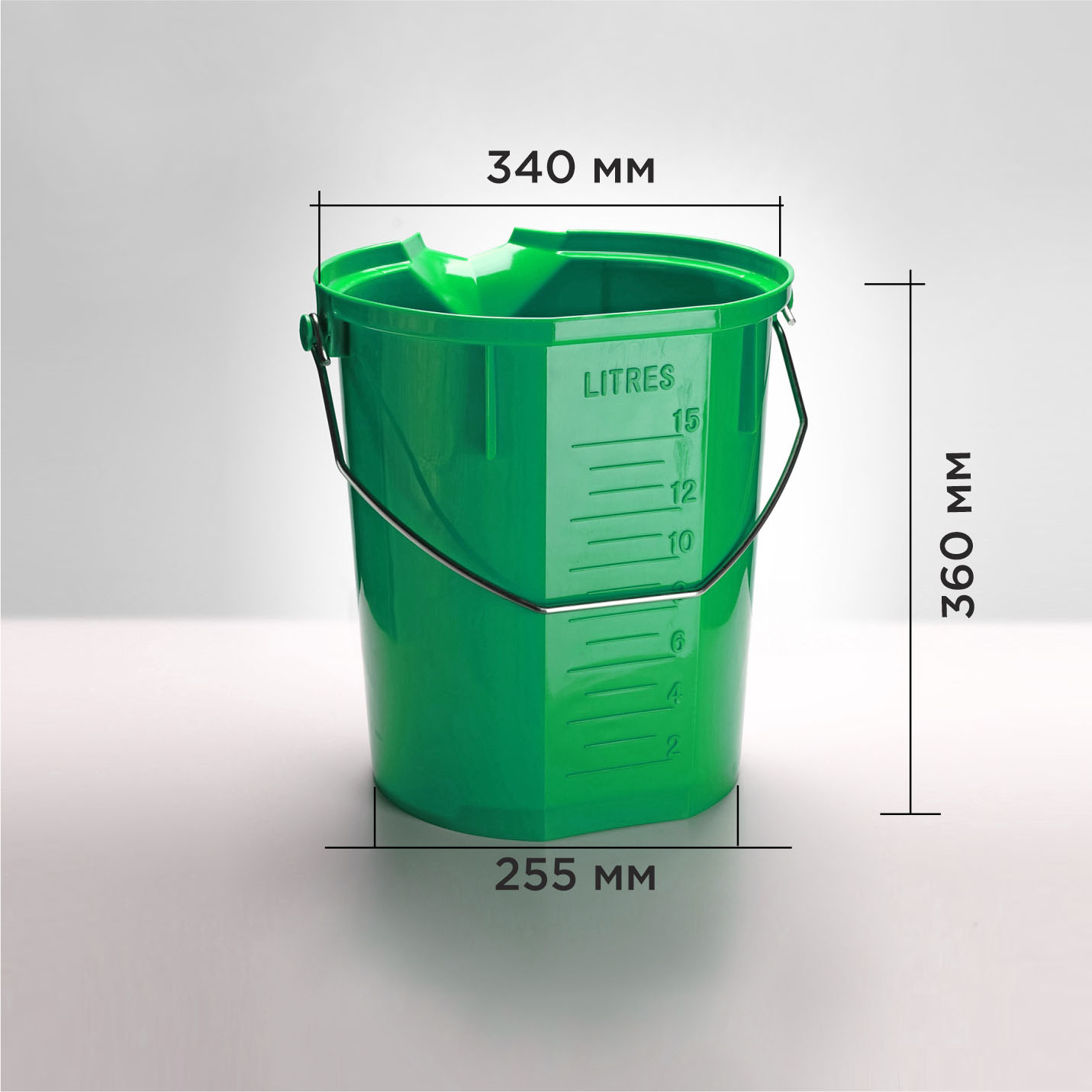 Ведро пищевое HACCPER с носиком и мерной шкалой, 15л, зеленое