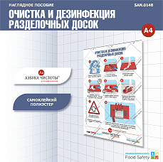 Пособие наглядное А4 №148 ОЧИСТКА И ДЕЗИНФЕКЦИЯ РАЗДЕЛОЧНЫХ ДОСОК