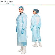 Фартук HACCPER Polytex с рукавами одноразовый в пластах, 20 мкм, синий, 200 шт/кор