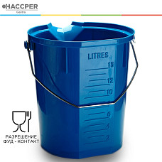 Ведро пищевое HACCPER с носиком и мерной шкалой, 15л, синее